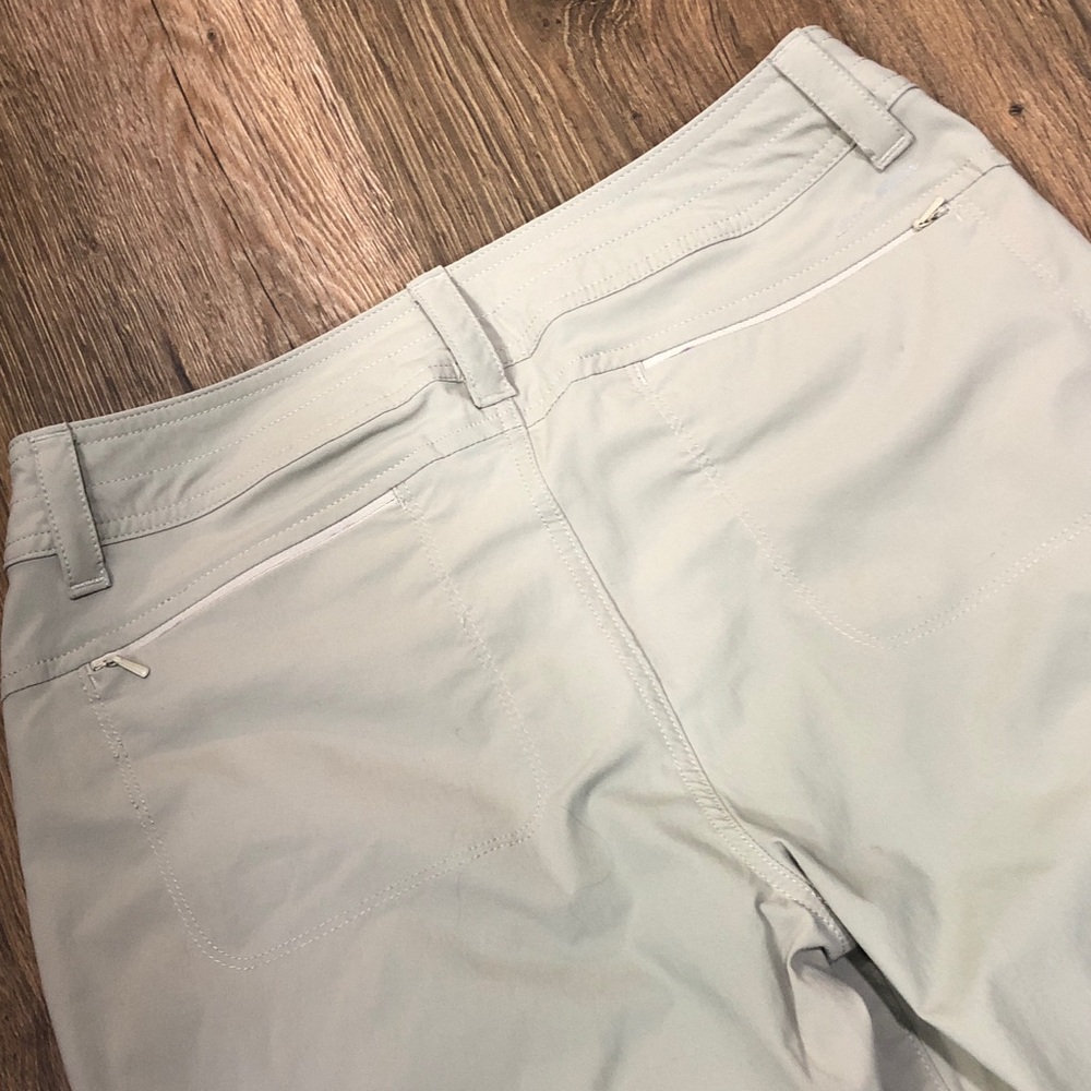 EddieBauer Wms Khaki HIKING PANTS RollUp Leg Mesh Pockets EUC - Picture 4 of 8